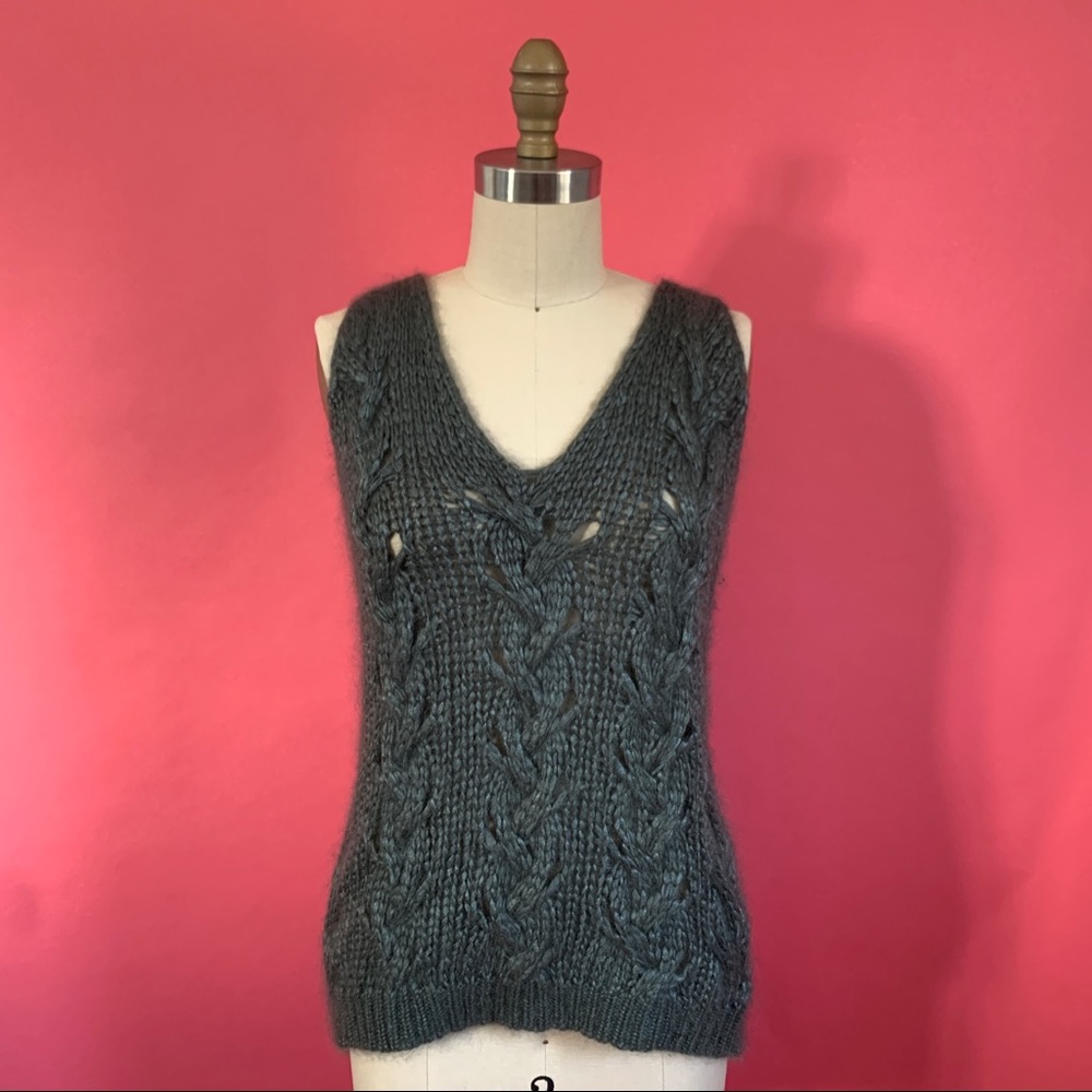 Vintage Preppy Academia Silk/Mohair/Cashmere Blend Knitted Oversize Sweater Vest